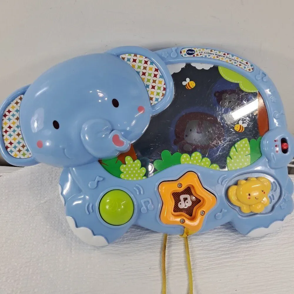 VTech baby Lil’ critters Magical discovery mirror elephant toy music lights WORK